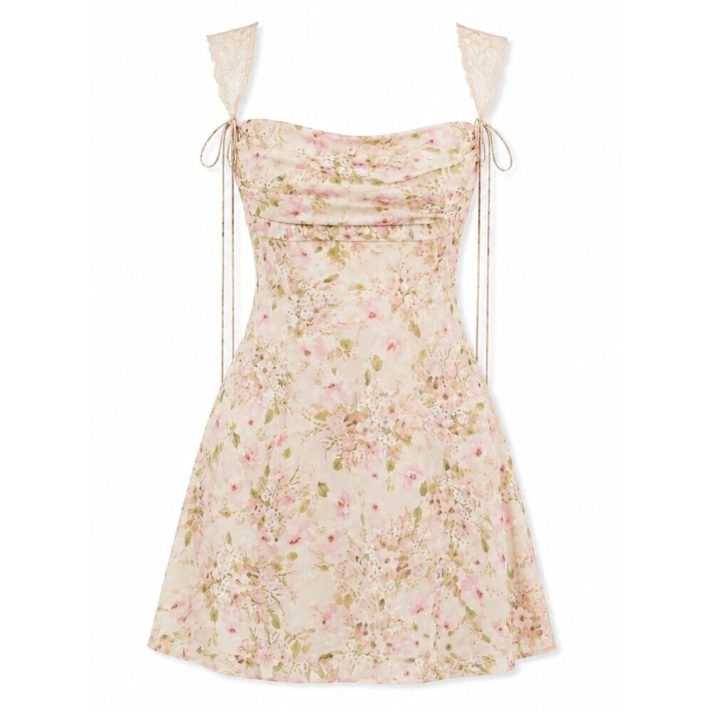 FOR LOVE & LEMONS Holland Mini Dress Women’s XS Pink Floral Coquette Romantic